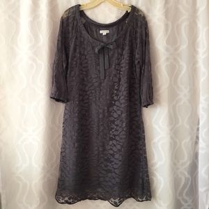 Garnet Hill Boheme Easy Lace Dress in Gray